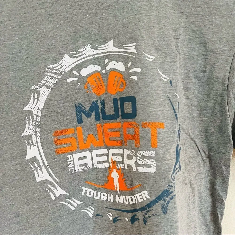 TOUGH MUDDER Men's Gray Sweat Beers Short Sleeve T Shirt Size Small NWT - Picture 4 of 7